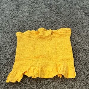 Yellow ruffled tube top